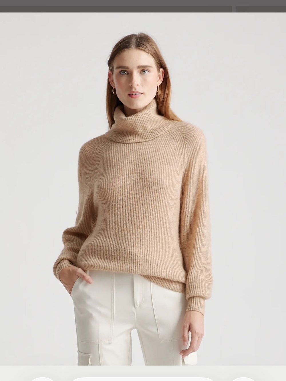 Quince baby Alpaca merino Wool Turtleneck in camel size medium